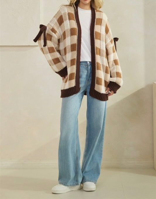 Checkered Cardigan (Brown/Mocha) - Sold Out
