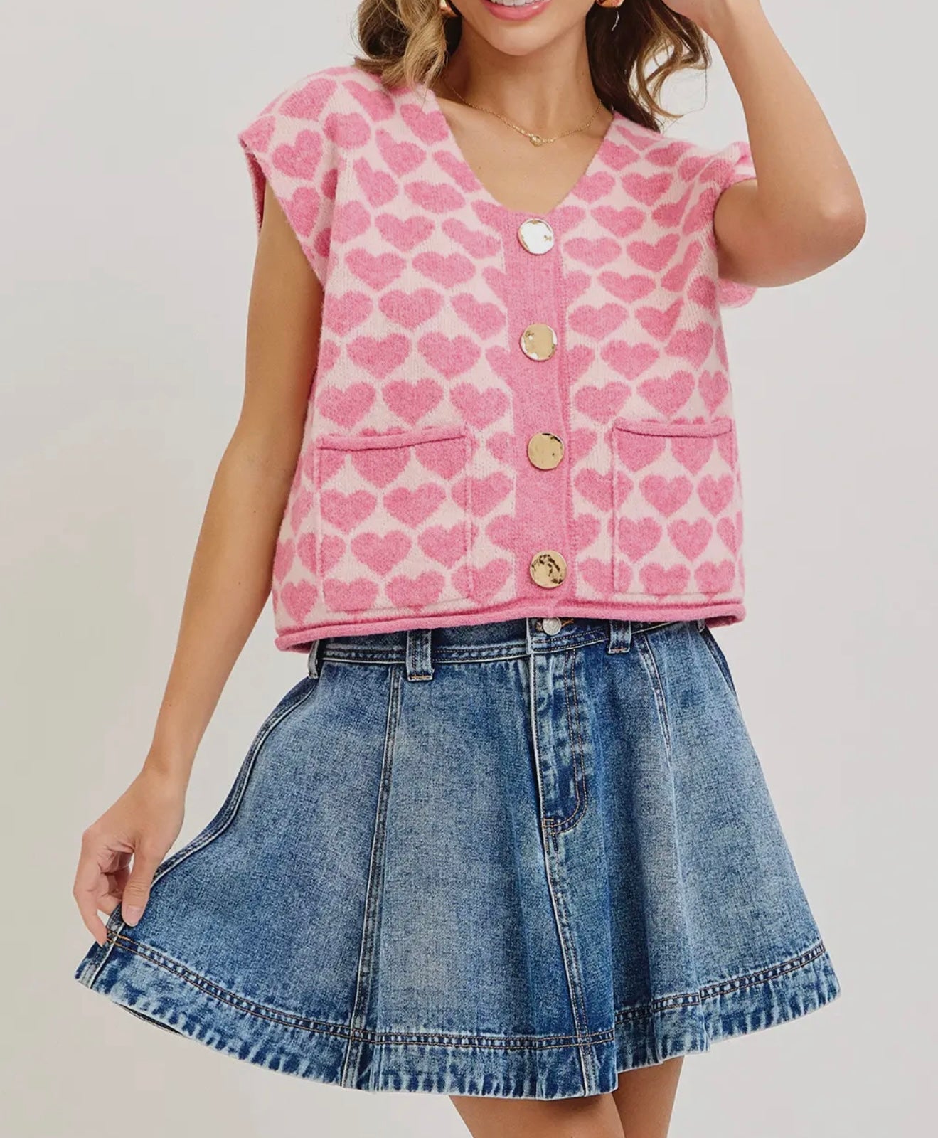 Valentines Hear Sweater Knit Top