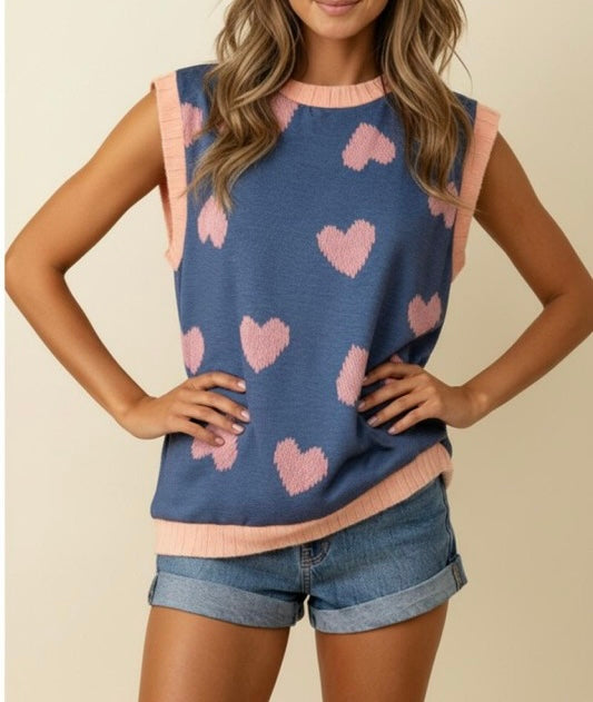 Dolman Heart Short Sleeve French Terry Top