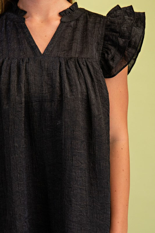 Metallic Embossed Mini Dress (Black) - Sold Out