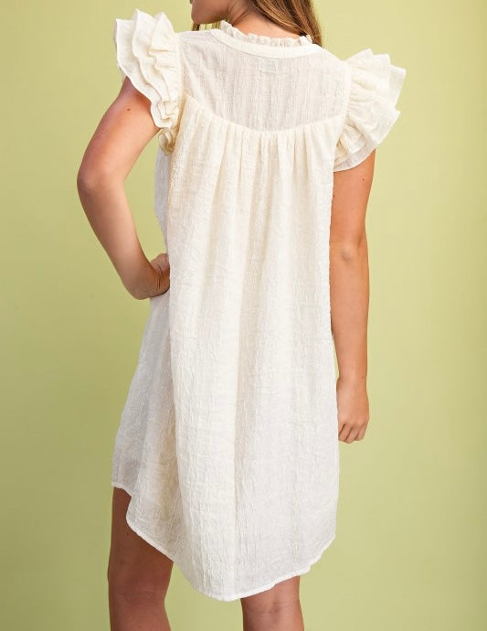 Metallic Embossed Mini Dress (Cream)