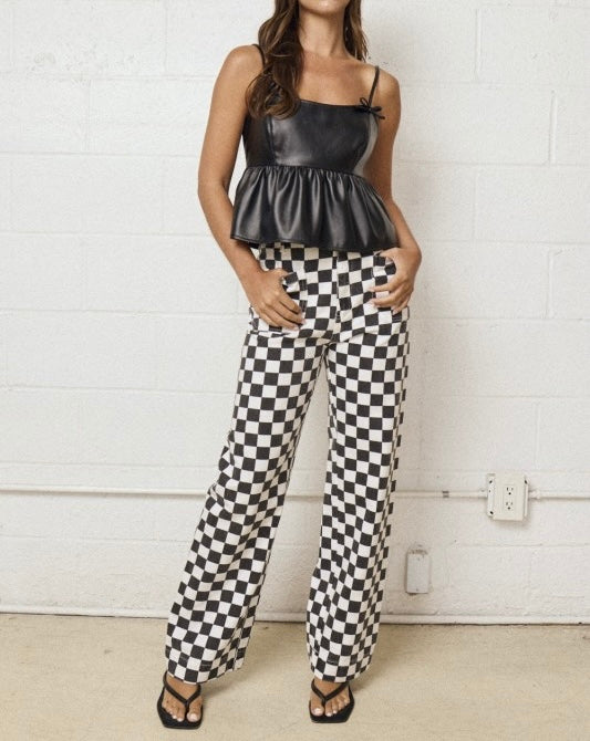 Checkered Black Leg Pants