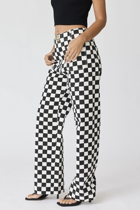 Checkered Black Leg Pants