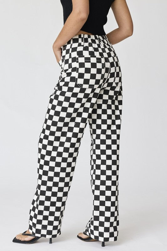 Checkered Black Leg Pants