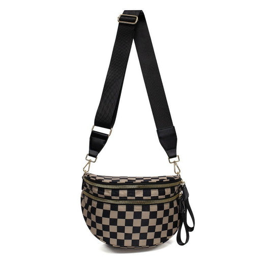 Crossbody Zipper Removal Strap Sling Bum Bag (Brown)