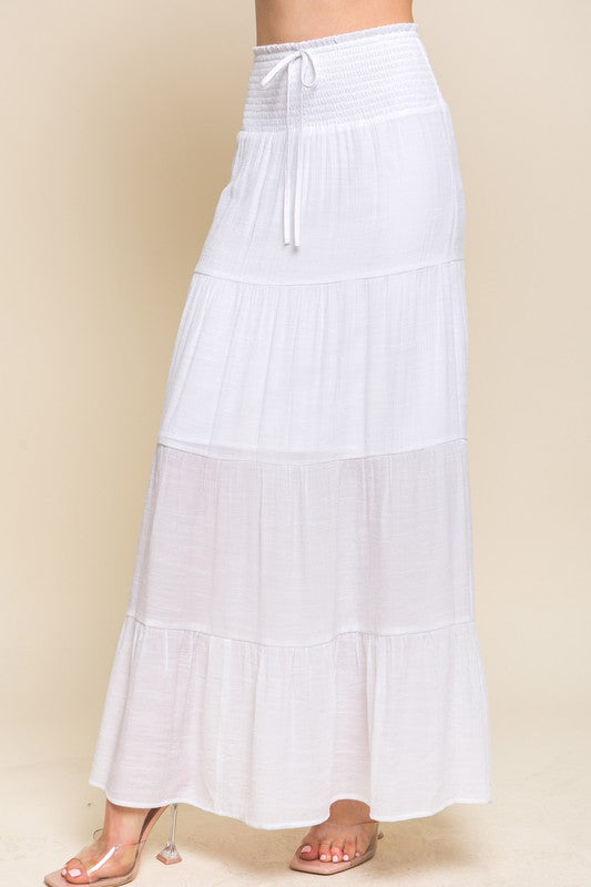 White Tiered Maxi Skirt
