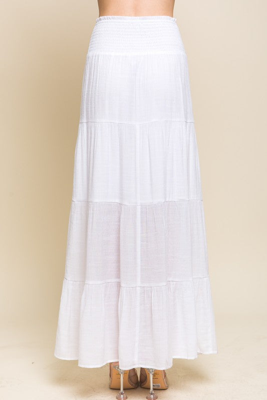White Tiered Maxi Skirt