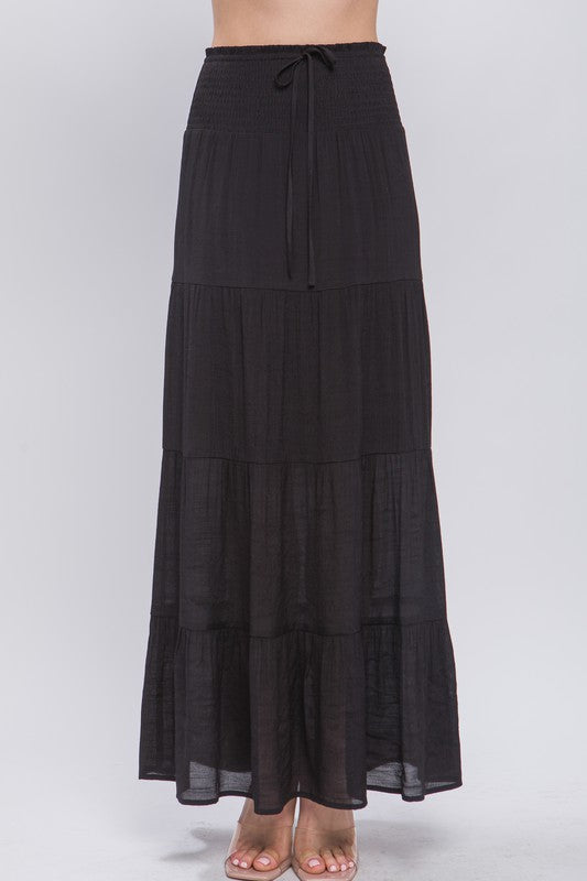 Black Tiered Maxi Skirt
