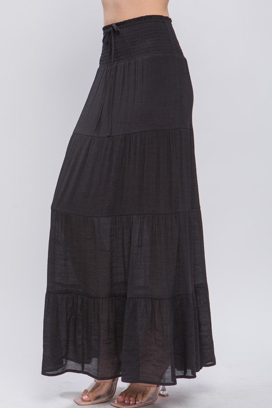 Black Tiered Maxi Skirt