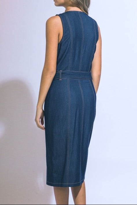 Button-Front Denim Tank Dress