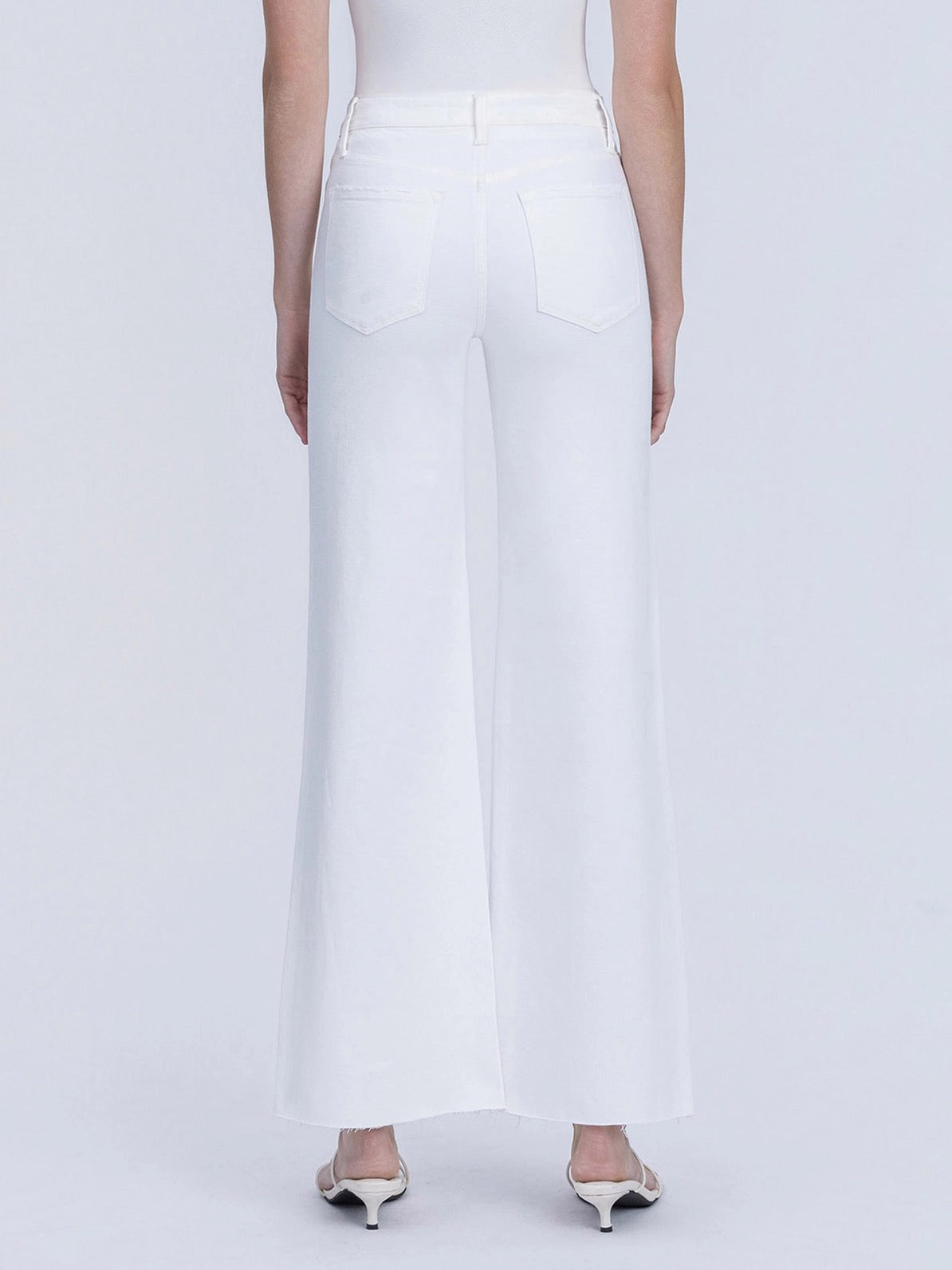 High Rise Stacked Waistband Optic White Wide Jeans