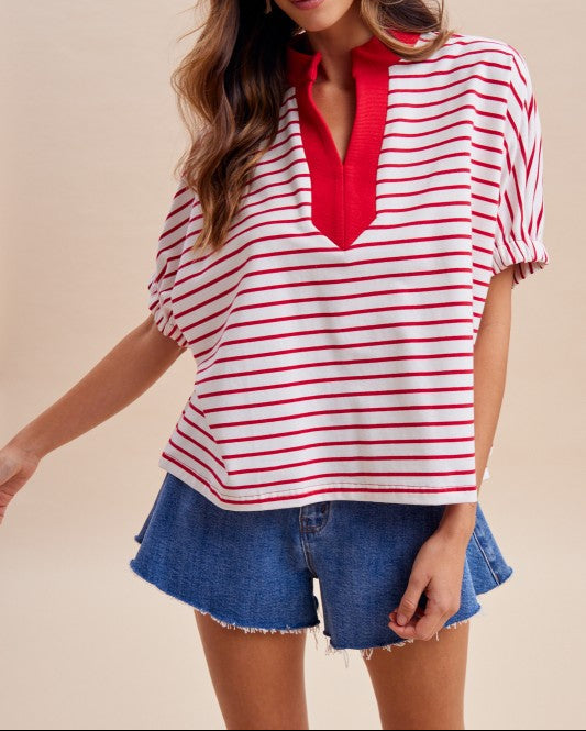 Stripe Dolman Sleeve Oversized Knit Top