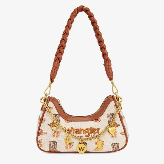 Wrangler Western Print Braided Shoulder Bag