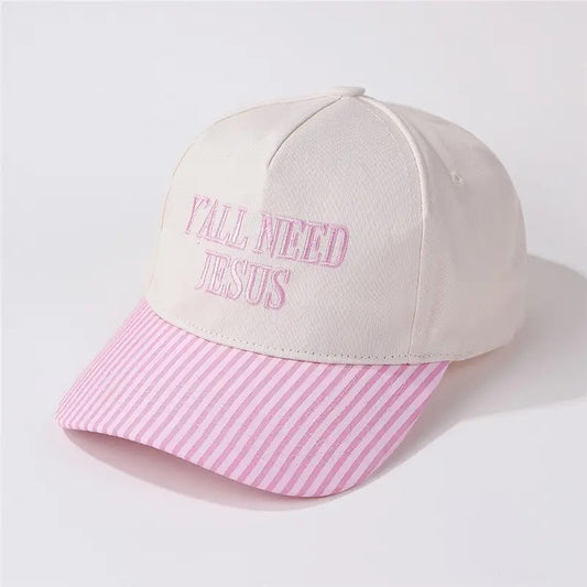 "Y'all Need Jesus" Pink Baseball Cap