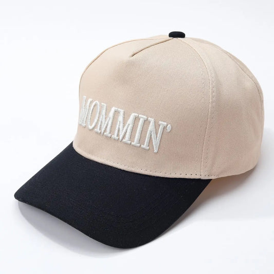 Cream-Colored Black Baseball Hat MOMMIN