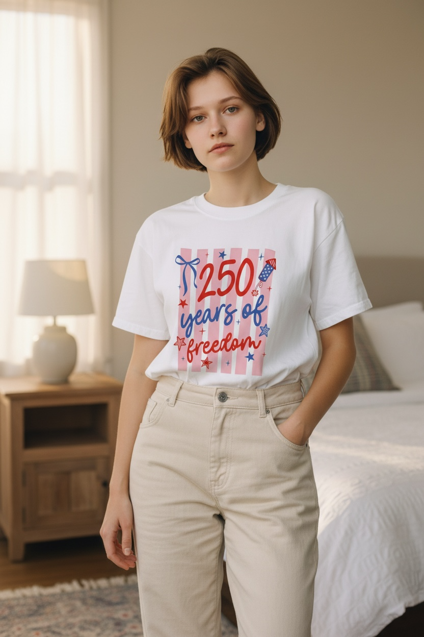 White "250 Years of Freedom" T-Shirt