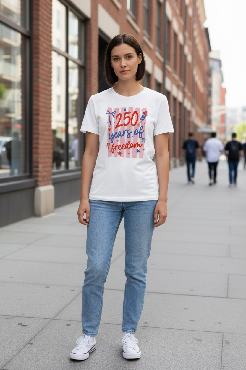 White "250 Years of Freedom" T-Shirt