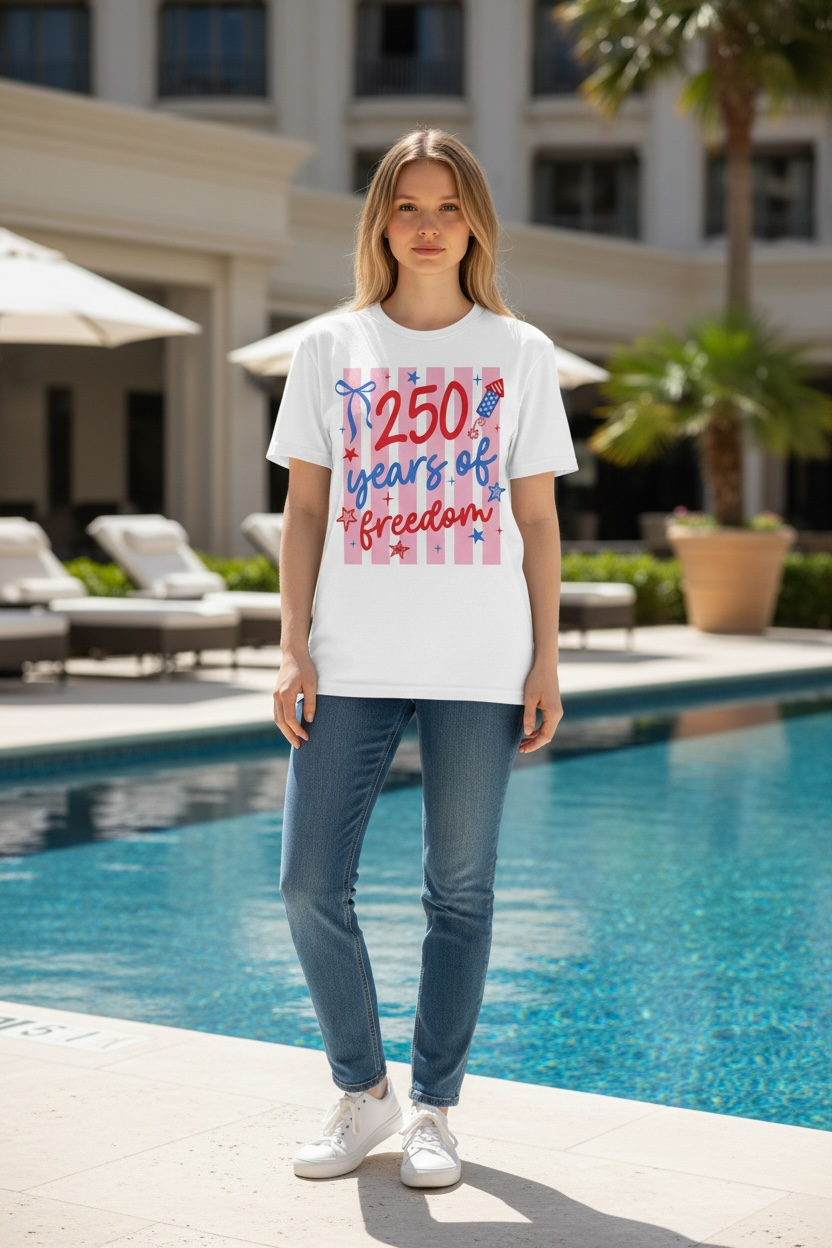 White "250 Years of Freedom" T-Shirt