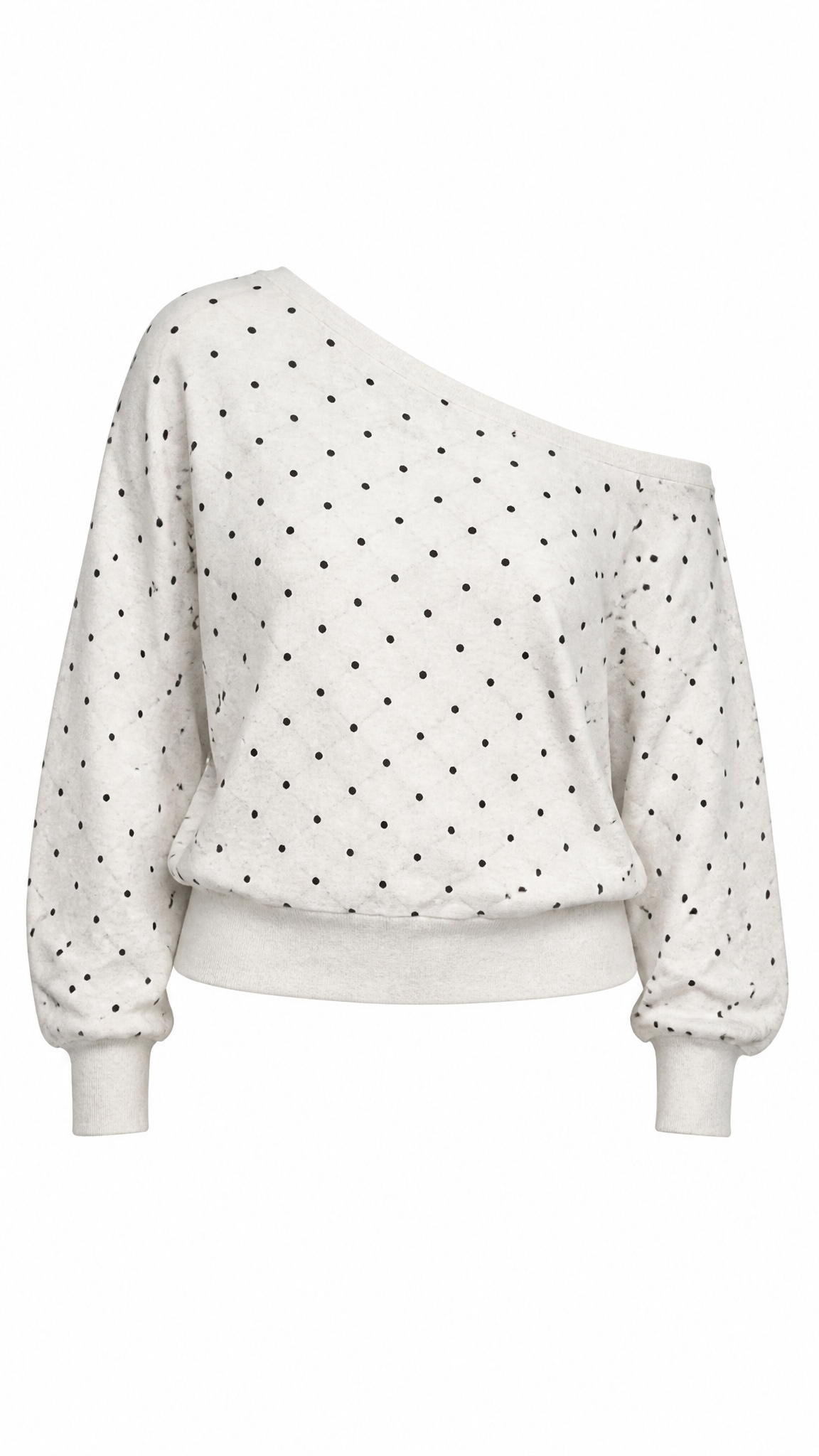 Women's Polka Dot Off Shoulder Sweatshirt Relaxed Fit Top