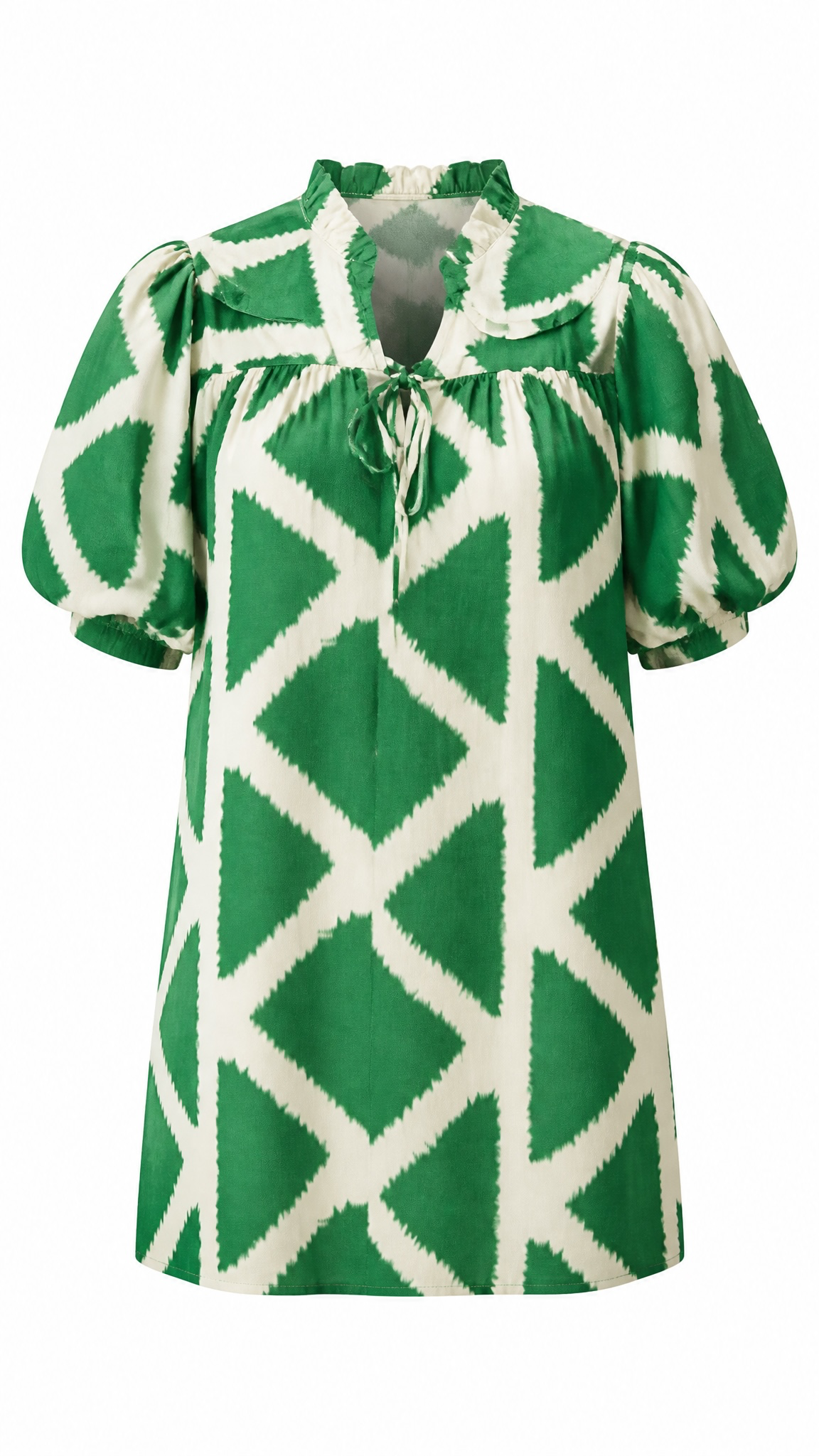 Woman's Peter Pan Collar Green Mini Dress