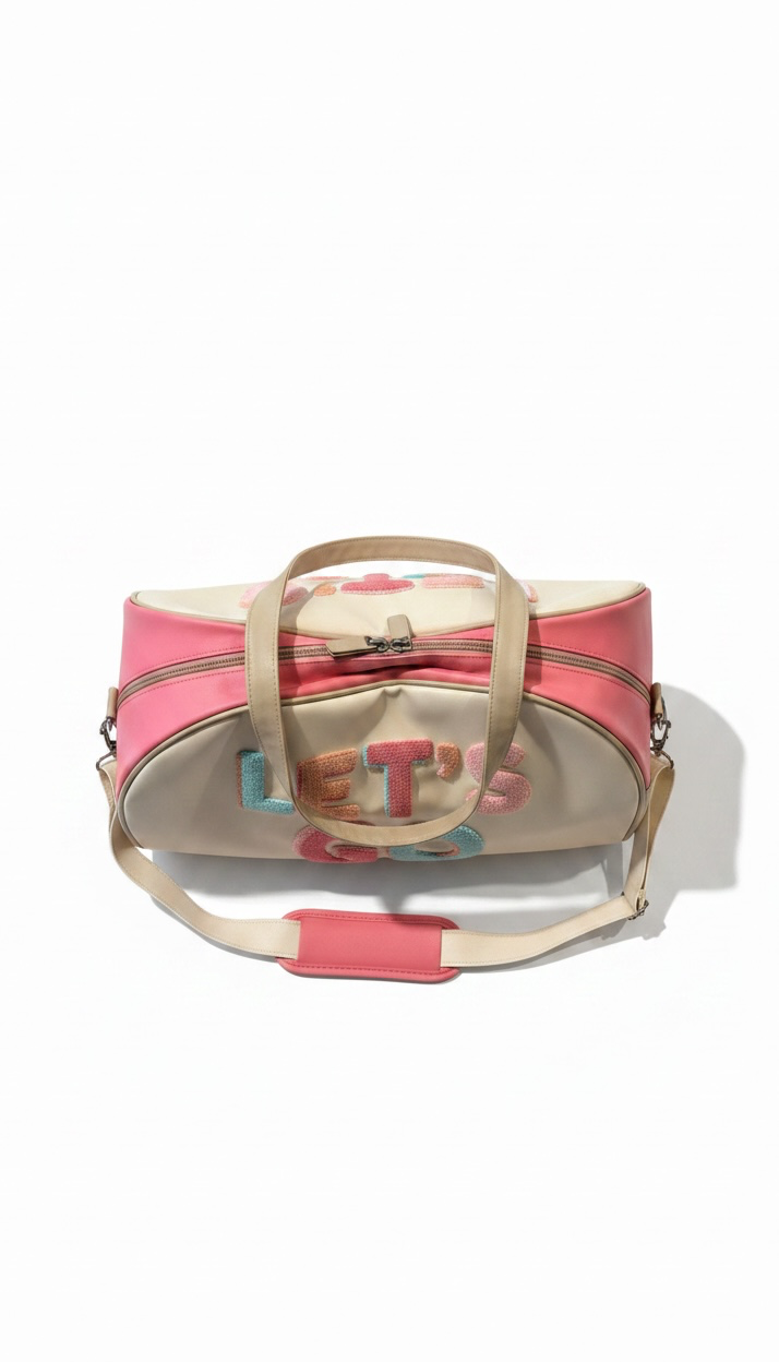 Duffel Bag Embroidered Lettering "Let's Go"