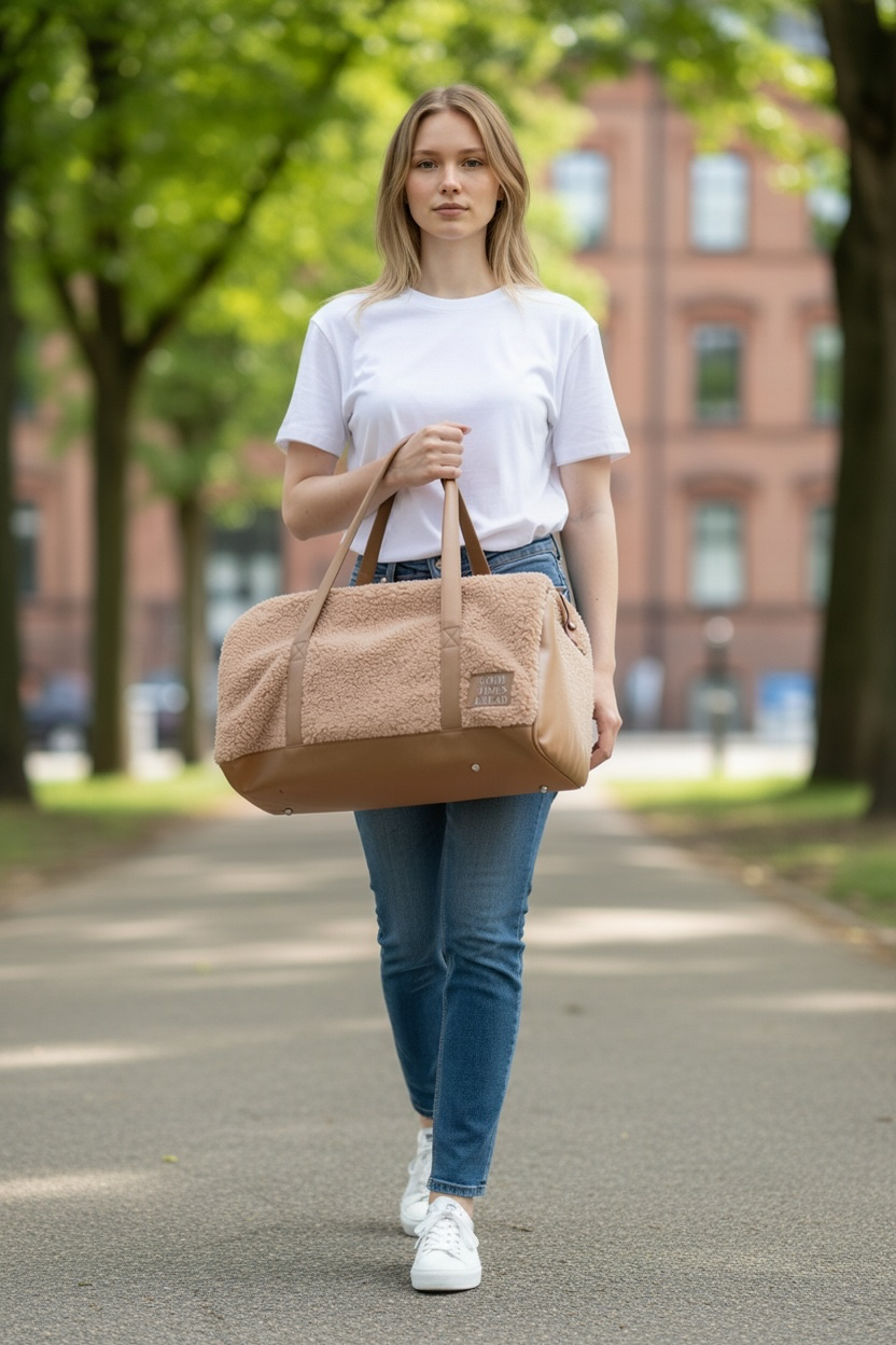 "Good Times" Sherpa Teddy Duffle Bag
