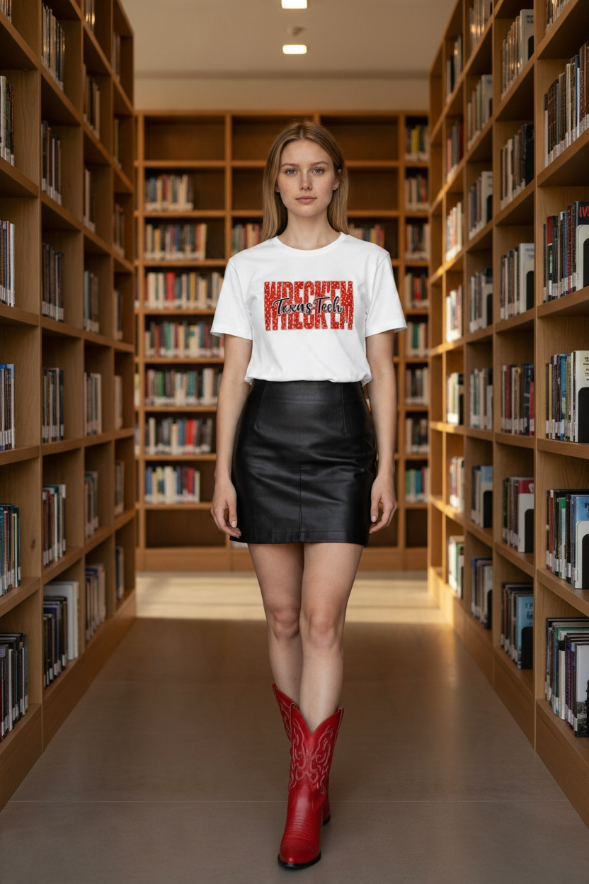 Woman's "Wreck 'Em Texas Tech" White T-Shirt