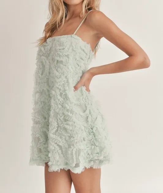 Textured Tulle Mesh Mini Dress