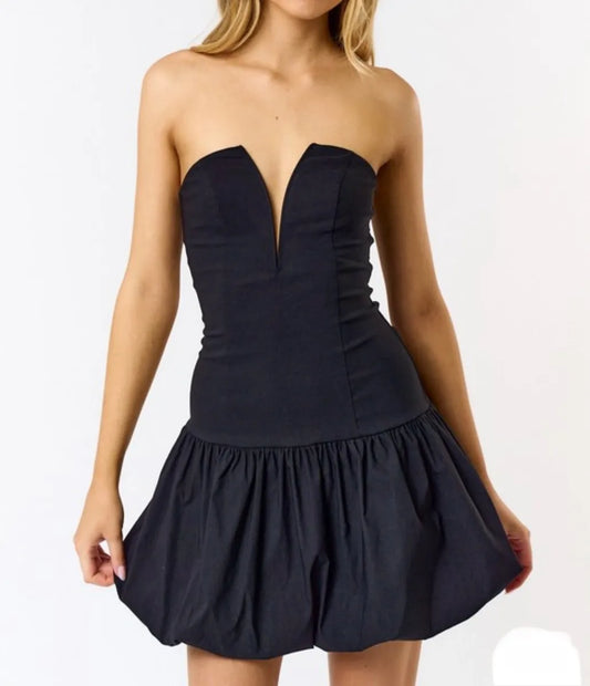 Bubble Hem V-wire Tube Dress - Sold Out