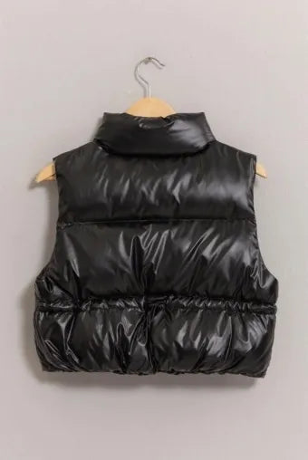 Metallic Puffer Vest (Black) - Sold Out