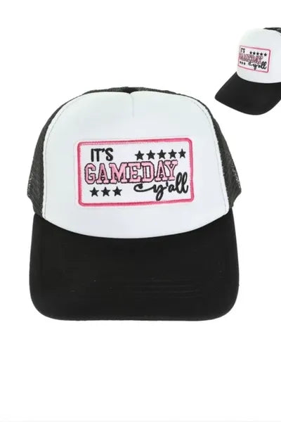 Baseball Cap - Mesh Backing "It's Game Day Yall" (Black)