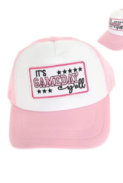 Baseball Cap - Mesh Backing "It's Game Day Yall" (Pink)