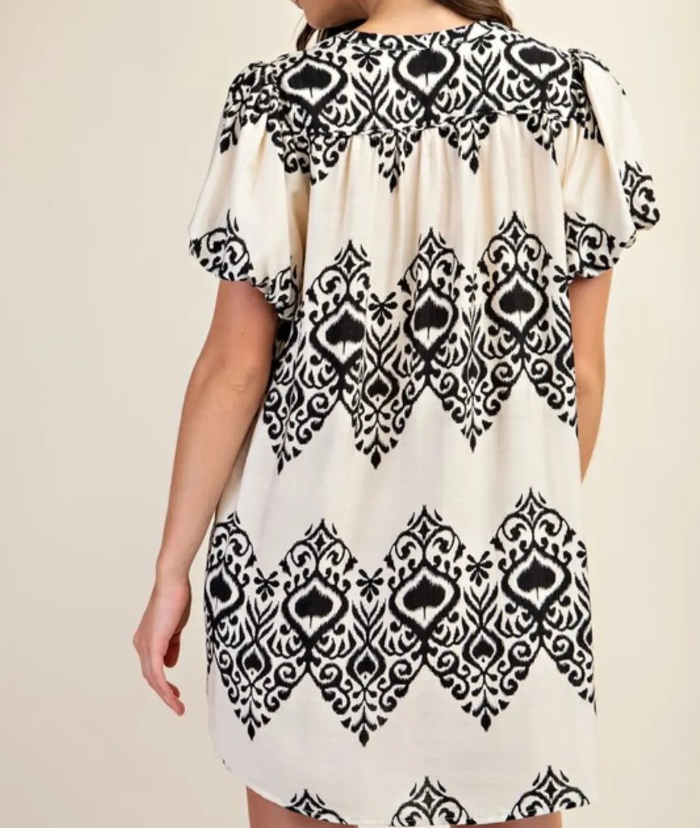 Printed Button Down Mini Dress - Sold Out