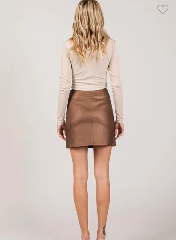 Millennium H-Line Slit Mini Skirt (Metallic Copper Brown)