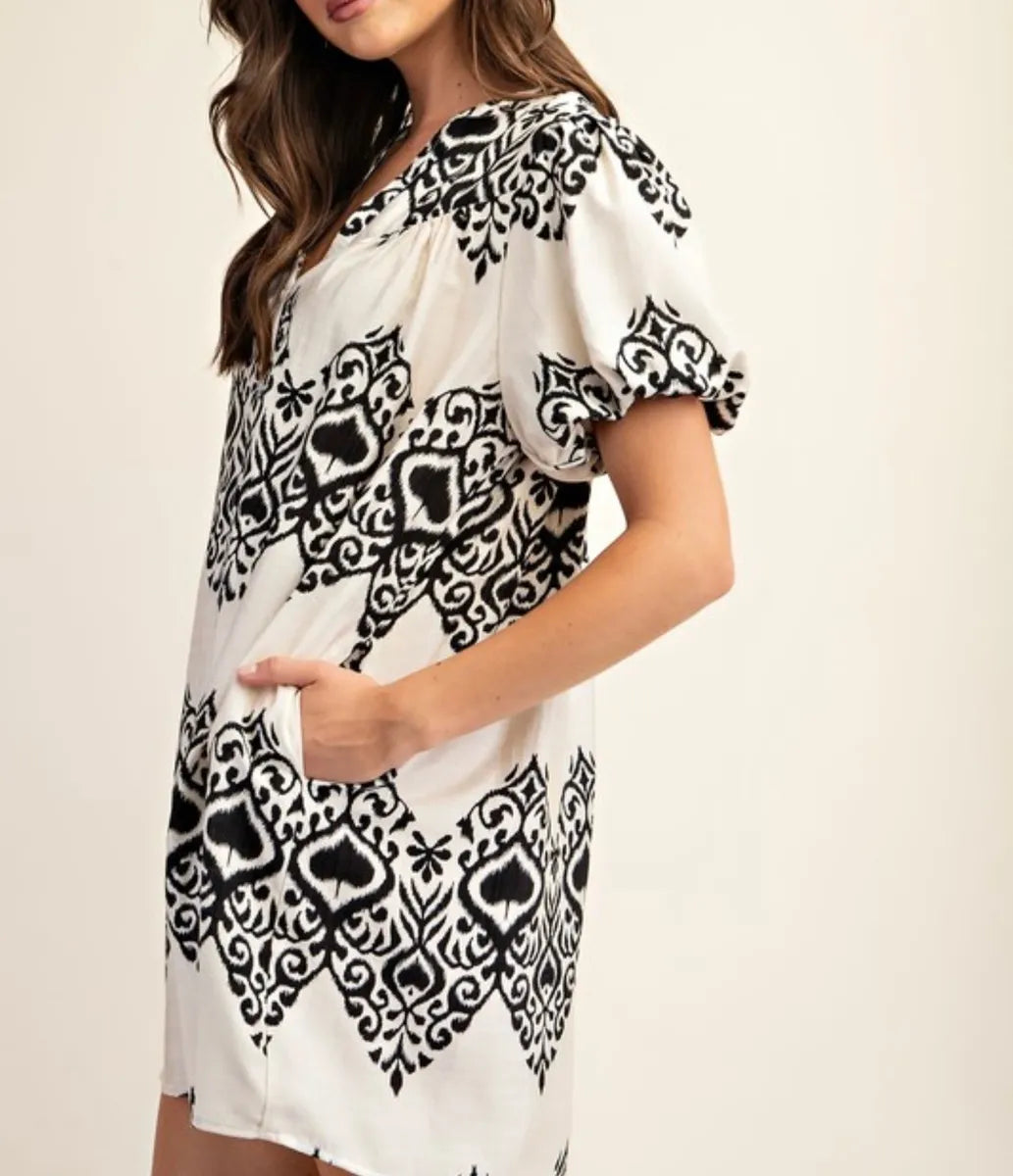 Printed Button Down Mini Dress - Sold Out