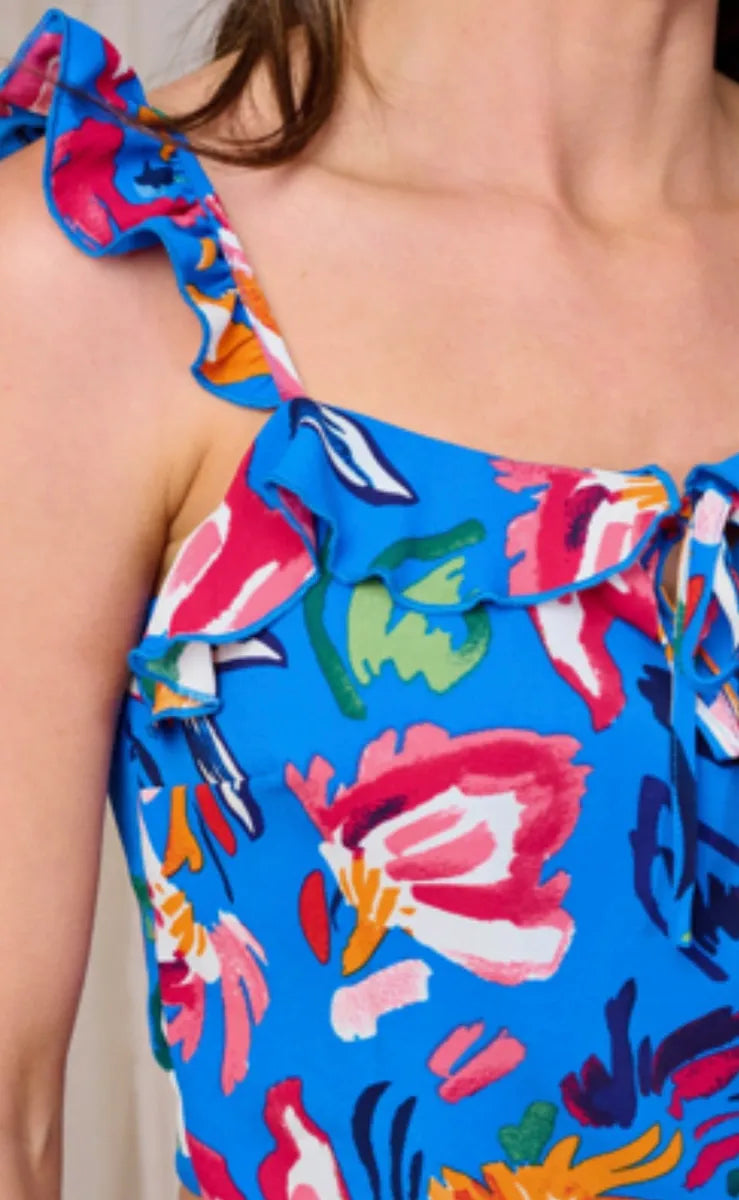 Floral Ruffled Cami Crop Top