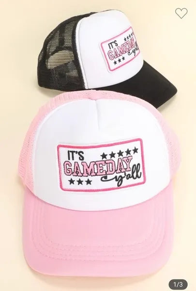 Baseball Cap - Mesh Backing "It's Game Day Yall" (Pink)
