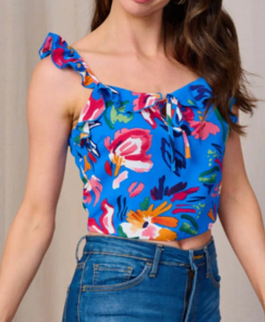 Floral Ruffled Cami Crop Top