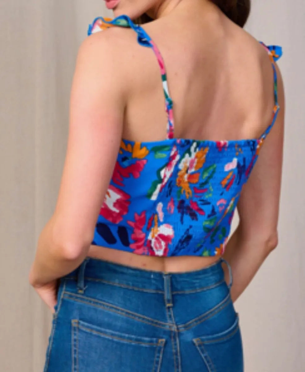 Floral Ruffled Cami Crop Top