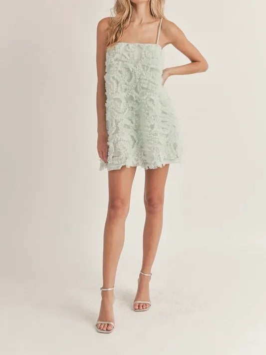 Textured Tulle Mesh Mini Dress
