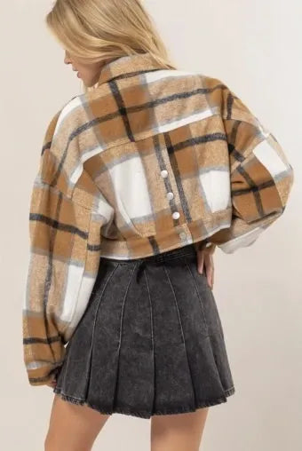 Brown Plaid Cropped Jacket - Sold Out