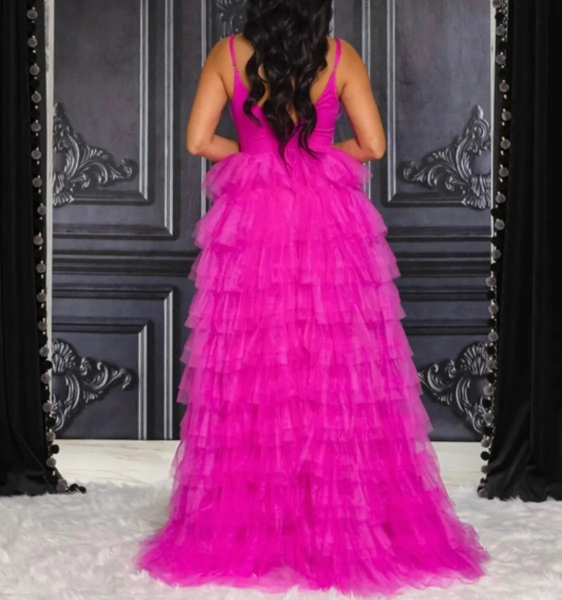 Ruffled Maxi Dress (Pink)