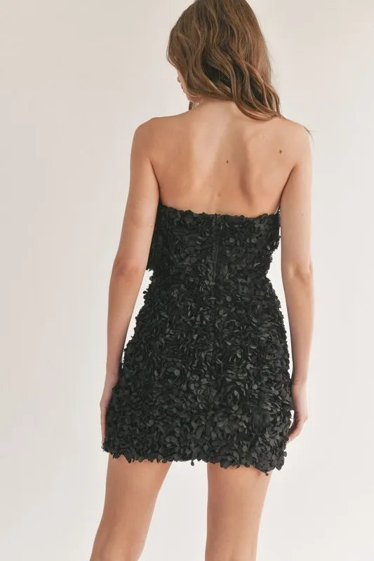 Floral Appliqué Mini Dress