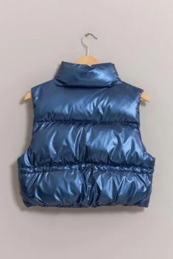 Metallic Puffer Vest (Blue) - Sold Out
