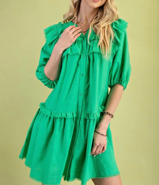 Half Sleeve Button Up Dress - Sold Out